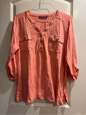 Gloria Vanderbilt Coral Button-Front Utility Tunic